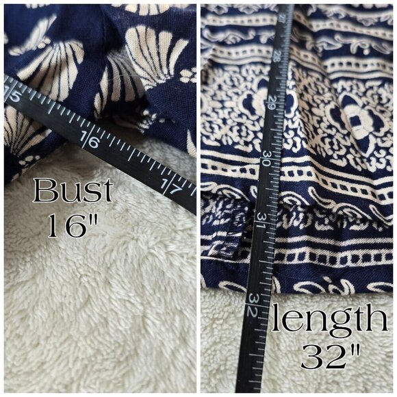 Band of Gypsies ✦ Navy Cream Boho Tunic Dress ✦ Long Sleeve Keyhole XS EUC - Picture 13 of 16